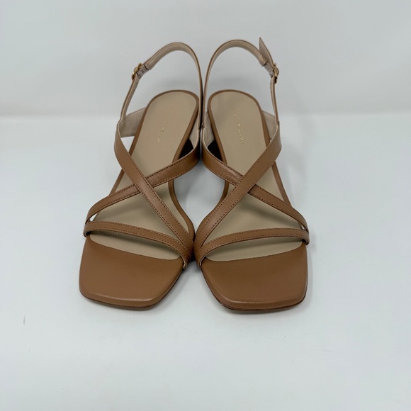 Oasis 50 Block Sandal by Stuart Weitzman at THE MILE New Stuart Weitzman Oasis 50 Block Heel Sandal Tan Sz 10